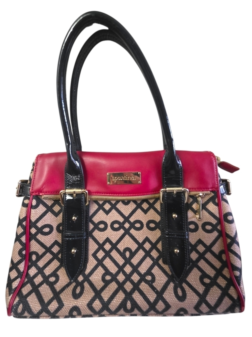 Spartina 449 Red, Black & Tan Patterned Satchel